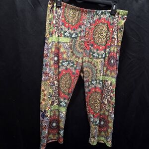 NWT LBISSE Boho Mandala Print Cropped Leggings 2X Capris Artsy Eclectic Festive